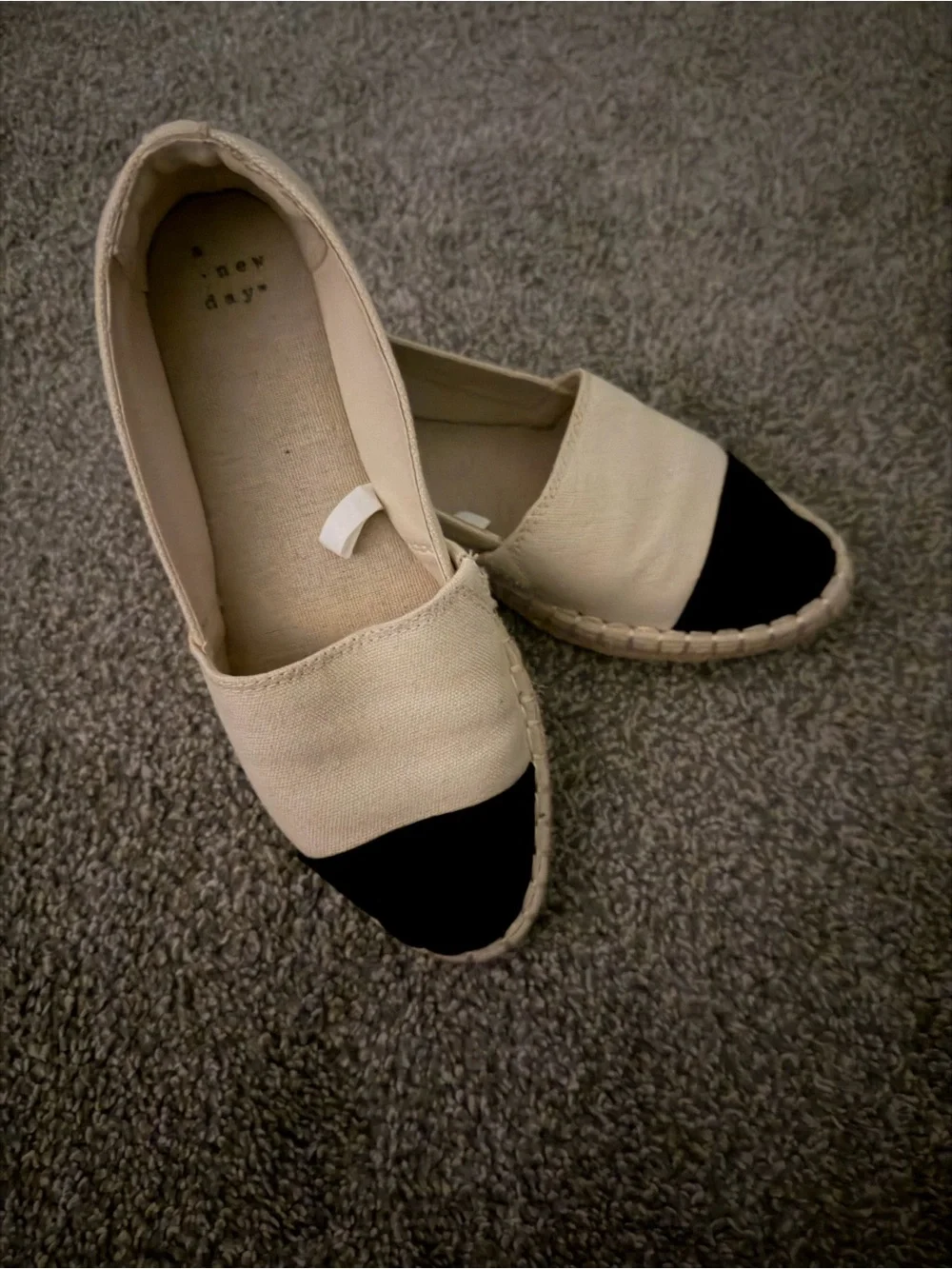 A new day Two-Tone Canvas Espadrilles in Cream and Black